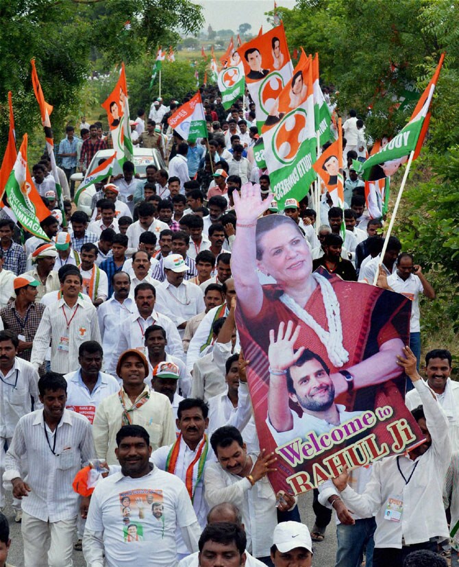 राहुल गांधी यांची तेलंगण पदयात्रा