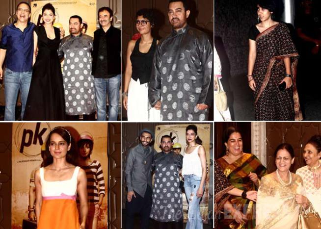 मि.परफेक्टशनिस्ट आमिर खान आणि अनुष्का शर्मा यांच्या पीके चित्रपटाने बॉक्स ऑफिसवर रेकॉर्डब्रेक कमाई तर केलीच पण त्याचसोबत या चित्रपटाने चीनमध्ये ११३ कोटींचा व्यवसाय केला आहे. केवळ २० दिवसांत चित्रपटाने ही कमाई केली आहे. चीनमध्ये चित्रपटाला मिळालेल्या यशाचा आनंद साजरा करण्यासाठी नुकतीच एक सक्सेस पार्टी आयोजित करण्यात आली होती. 'पीके'च्या सक्सेस पार्टीत चित्रपटाचे दिग्दर्शक राजकुमार हिराणी, विधू विनोद चोप्रा, अमिताभ बच्चन, आमिर खान, अनुष्का शर्मा, रणवीर सिंह, दीपिका पदुकोण, अनिल कपूर, बोमन इराणी, आदिती राव हैदरी, इमरान खान आणि त्याची पत्नी अवंतिका, मान्यता दत्त, सुशांत सिंह राजपूत आणि प्रेयसी अंकिता लोखंडे, राकेश ओम प्रकाश, जॅकी श्रॉफ, मोनाली ठाकूर, शान, नील नितीन मुकेशसह अनेक सेलेब्स सहभागी झाले होते. आमिरची पहिली पत्नी रिना आणि मुलगी ईरादेखील यावेळी उपस्थित होती. (छायाः वरिन्दर चावला)