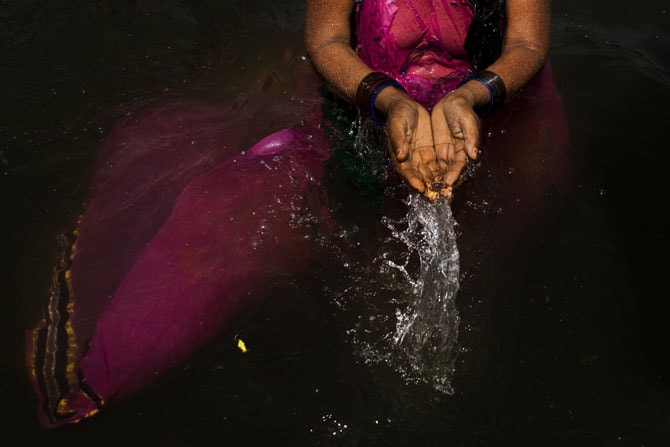 कुंभमेळ्याच्या निमित्ताने गोदावरी नदीत अर्घ्य अर्पण करताना भाविक. (पीटीआय)