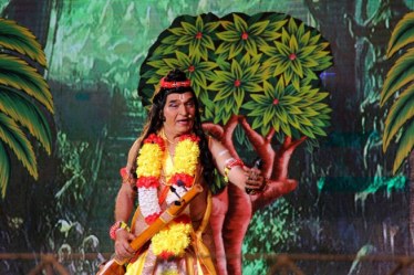 Asrani performing in Ramlila as Narada Muni organized by Lav-Kush committee at Red Fort. Express Photo by Tehreem Fatima.
