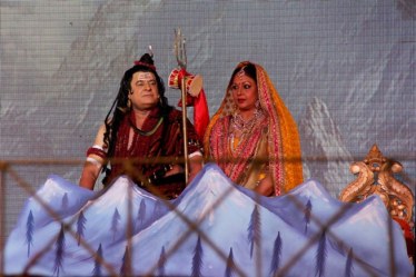 Gajendra Chauhan performing in Ramlila as Shiv organized by Lav-Kush committee at Red Fort. Express Photo by Tehreem Fatima.