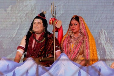 Gajendra Chauhan performing in Ramlila as Shiv organized by Lav-Kush committee at Red Fort. Express Photo by Tehreem Fatima.