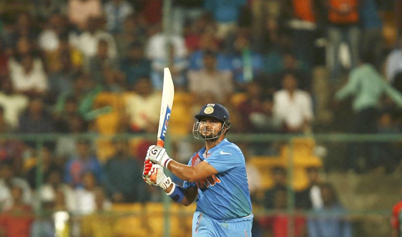 Cricket - India v Bangladesh - World Twenty20 cricket tournament - Bengaluru, India, 23/03/2016. India's Suresh Raina plays a shot. REUTERS/Danish Siddiqui