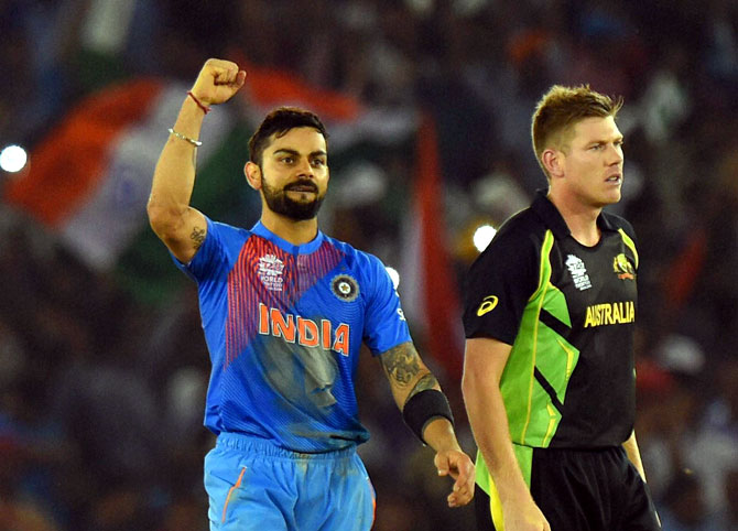 India's Virat Kohli celebrates after winning their match. (REUTERS)