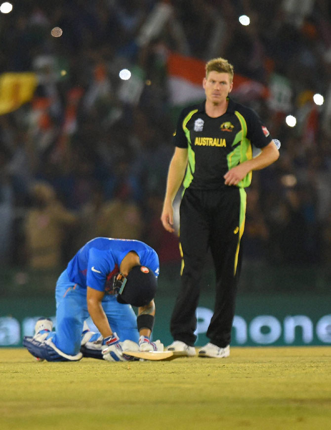 India's Virat Kohli celebrates after winning their match. (REUTERS)