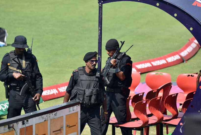 There was plenty of security at the ground as the two teams commenced training for the high-voltage contest. (Source: PTI)