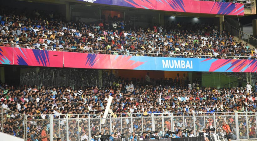 The news about India playing a warm-up at the Wankhede spread like fire, and the ones who weren't aware about the game joined the long queue outside the venue. As early as noon. The gates opened and the stadium was packed to the rafters when two top teams battled it out. (Source: Express Photo by Kevin D'Souza)