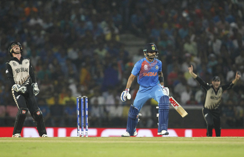 Virat Kohli did manage 23 runs and was looking good for more but Ish Sodhi cut short his stay at the crease when Kohli was caught behind. (Source: Reuters)