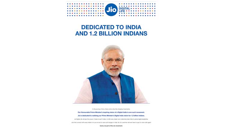 Jio , Reliance Jio , advertisements , Prime Minister Narendra Modi's photograph , Mukesh Ambani, Loksatta, Loksatta news, Marathi, Marathi news