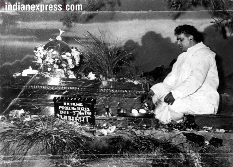 आर.के. स्टुडिओमध्ये आयोजित केलेल्या एका पूजेच्या वेळचे काही क्षण. (छाया सौजन्य- Express archive)