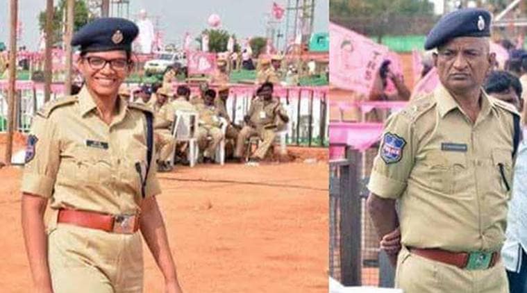 Proud father police officer daughter Hyderabad district of Telangana