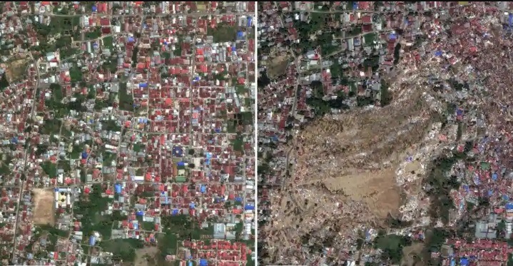 उपग्रहाद्वारे टिपण्यात आलेल्या इंडोनेशीयाच्या छायाचित्रामुळे प्रयलायाची भीषणता दिसून येत आहे. (छाया सौजन्य : रॉयटर्स)
