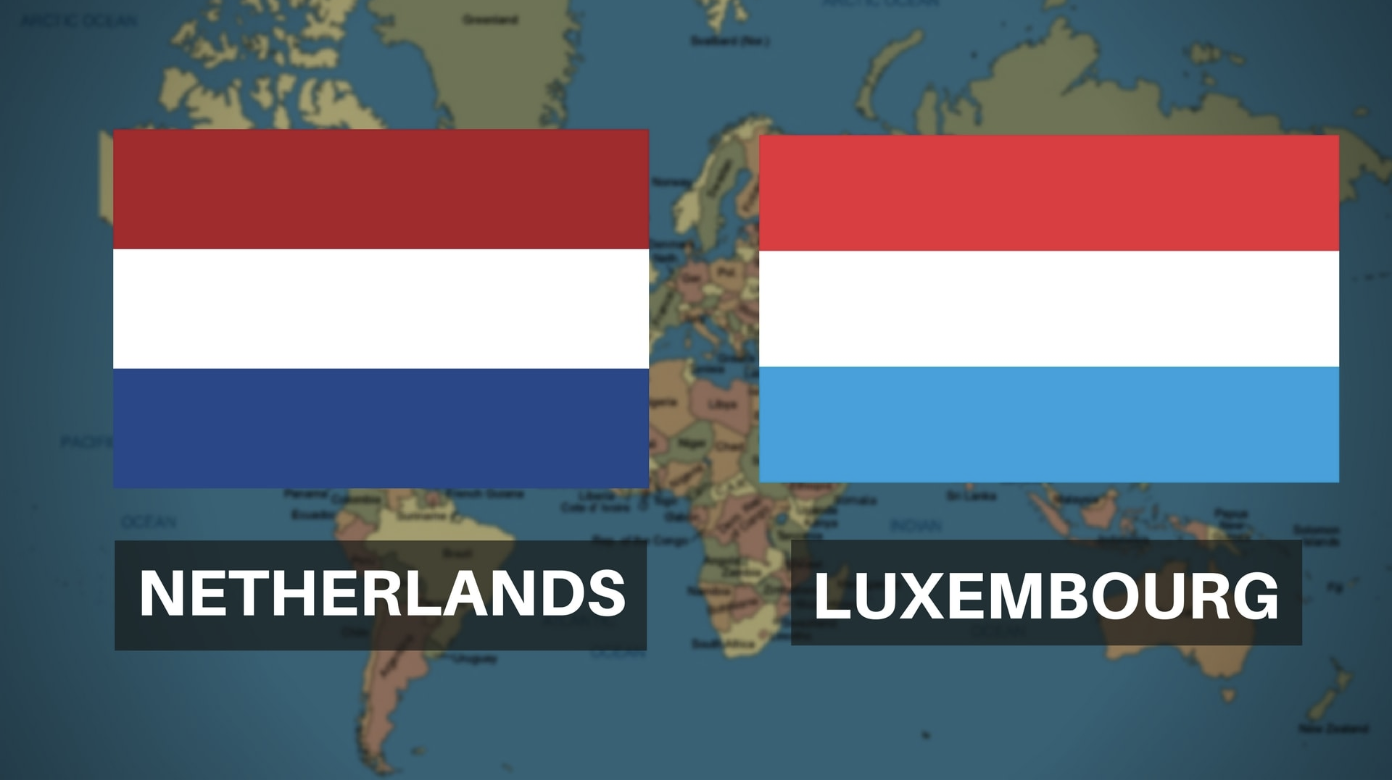 डाविकडचा झेंडा नेदरलँडचा आहे व उजवीकडचा झेंडा लक्झमबर्गचा आहे.