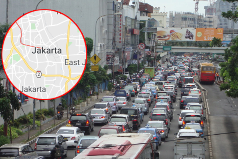 या दहा शहरांच्या यादीमध्ये तळाशी इंडोनेशियामधील जकार्ता हे शहर आहे. जकार्तामध्ये ५३ टक्के वाहतूक कोंडी असल्याचे हा अहवाल सांगतो.