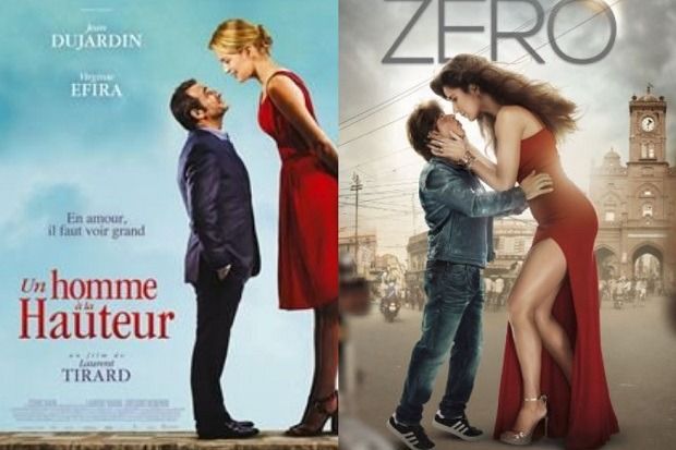 शाहरुखचा 'झिरो' आणि फेंच चित्रपट 'Un Homme À La Hauteur'चे पोस्टर सारखे दिसते.