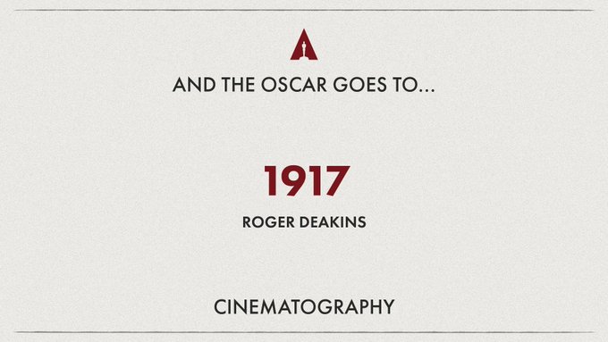 बेस्ट सिनेमॅटोग्राफी - रॉजर डंकिन्स ( 1917 )