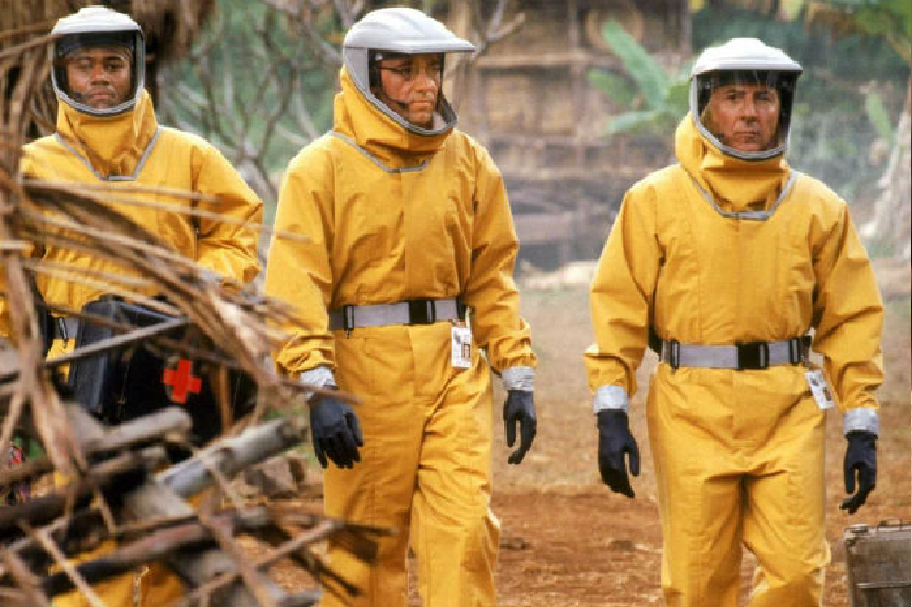 आऊटब्रेक - हा चित्रपट १९९५ साली प्रदर्शित झाला होता. या चित्रपटात इबोला व्हायरस दाखवण्यात आला आहे. या व्हायरसमुळे जगभरातील हजारो लोकांचा मृत्यू होतो.