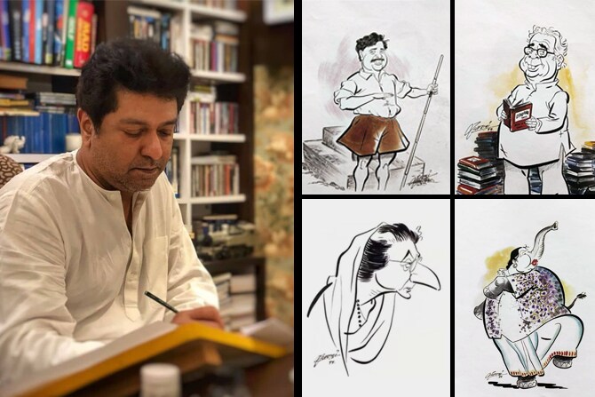 मनसे अध्यक्ष राज ठाकरे हे एक उत्तम व्यंगचित्रकारही आहेत. बाळासाहेब ठाकरेंकडून म्हणजेच त्यांच्या काकांकडून त्यांना व्यंगचित्र कलेचा वारसा लाभला आहे. काही वर्षांपूर्वी जहांगीर आर्ट गॅलरीमध्ये भरवेल्या प्रदर्शनातली व्यंगचित्रं त्यांनी आज फेसबुकवर पोस्ट केली आहेत. (सर्व छायाचित्रे - राज ठाकरे / फेसबुक)