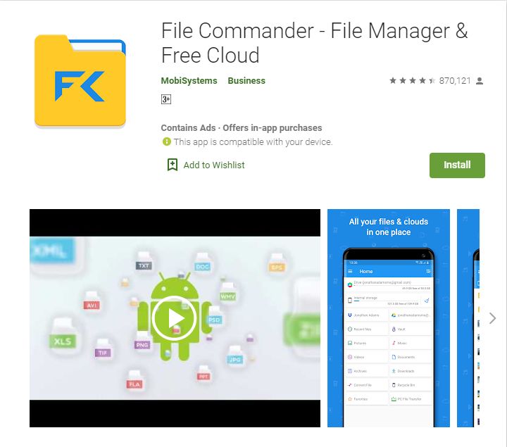 ES File Explorer ला पर्याय म्हणून file commander - file manager & free cloud या अॅपचा वापर करु शकतात.
