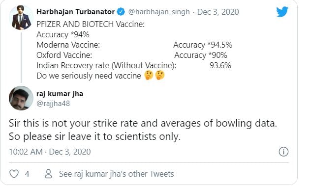 करोना लशीसंदर्भात भज्जीचं ट्विट; मिम्सच्या माध्यमातून नेटकऱ्यांनी व्यक्त केला संताप