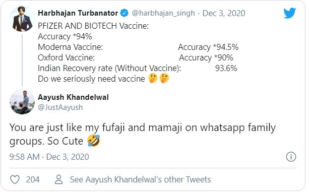 करोना लशीसंदर्भात भज्जीचं ट्विट; मिम्सच्या माध्यमातून नेटकऱ्यांनी व्यक्त केला संताप