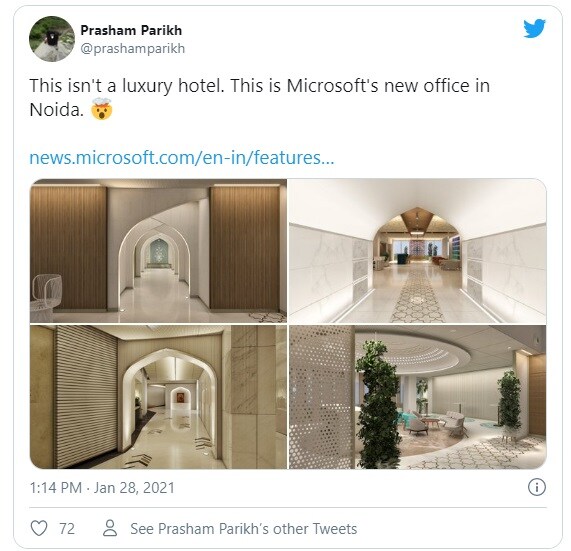 सोशल नेटवर्किंगवर या ऑफिसचे फोटो आणि व्हिडीओ व्हायरल झाले असून अनेकांनी मायक्रोसॉफ्टकडे नोकरी आहे का अशी चौकशी केलीय. तर काहींनी काहीही करा पण मला इथं नोकरी द्या अशा प्रतिक्रियाही दिल्या आहेत.