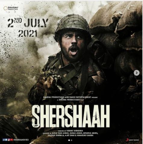 शेरशहा- सिद्धार्थ मल्होत्रा आणि कियारा अडावाणी यांचा 'शेरशहा' हा सिनेमा 2 जुलैला प्रदर्शित होणार आहे. 1999 मध्ये भारत पाकिस्तानमध्ये कारगील युद्धात बलिदान दिलेल्या कॅप्टन विक्रम बत्रा यांची शौरगाथा या सिनेमात पाहायला मिळणार आहे. .(photo-instagram@sidmalhotra)