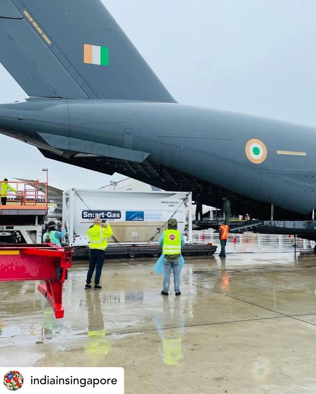 भारतीय हवाईदल, सिंगापूरमधील भारतीय दुतावास, सिंगापुरचे संरक्षण मंत्रालय, सिंगापूरमधील नागरी हवाई उड्डाण मंत्रालय तसेच सिंगापूरमधील लिंडी गॅस प्राव्हेट लिमिटेड या कंपनीच्या एकत्र कामामधून हे शक्य झाल्याचं कंपनीने म्हटलं आहे.