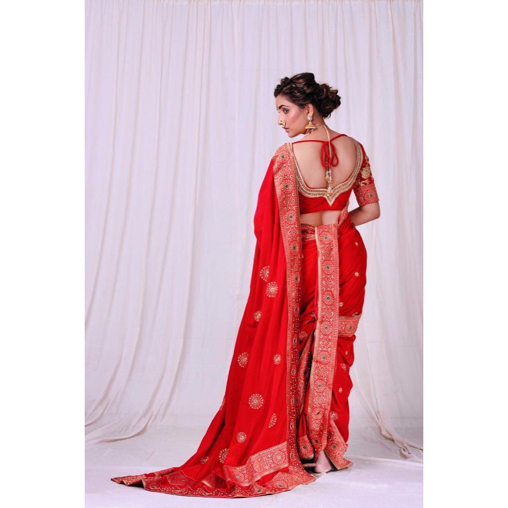 Rupali Bhosle Red Nauvari Saree Look Photos
