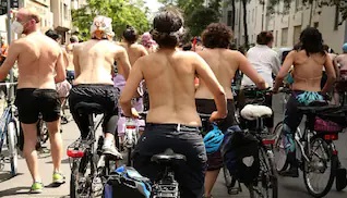 Berlin bike riders go topless For Gender Equality