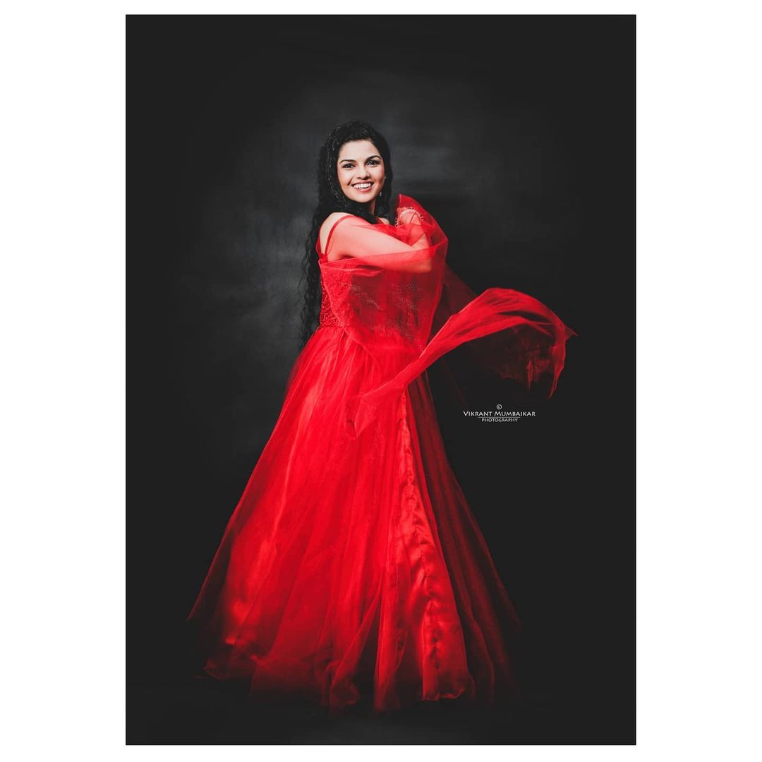 Aarya Ambekar Red Dress Beautiful Photos