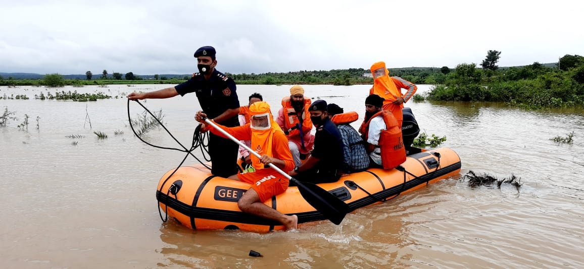 Madhya Pradesh Home Minister Narottam Mishra was airlifted after he got stuck at a flood affected Datia district