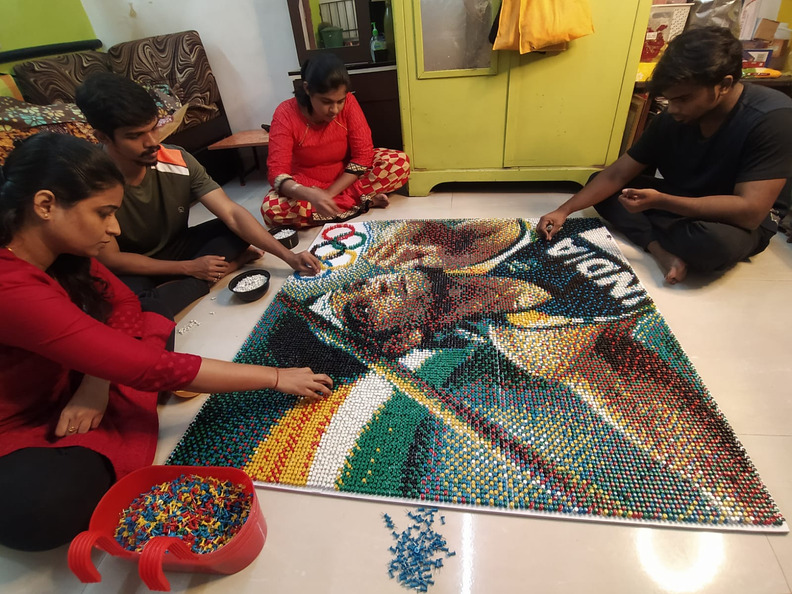 Neeraj Chopra mosaic art by chetan raut