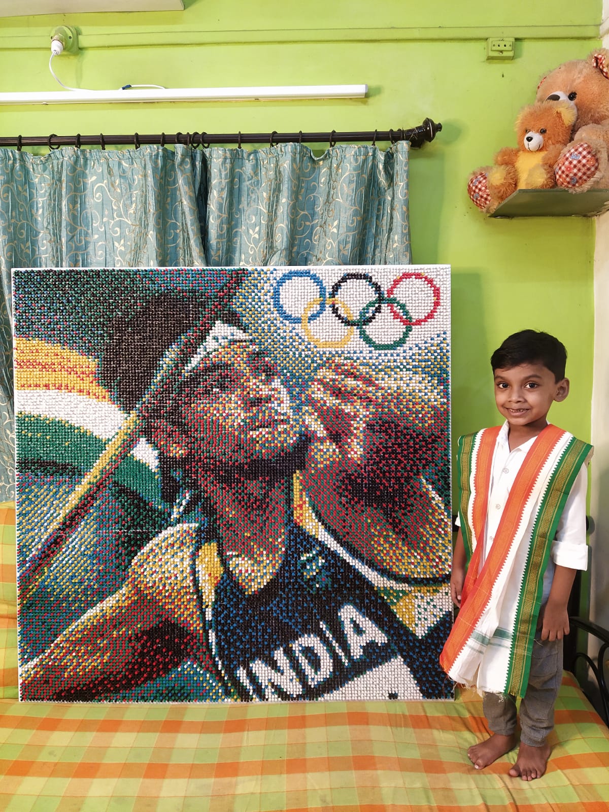 Neeraj Chopra mosaic art by chetan raut