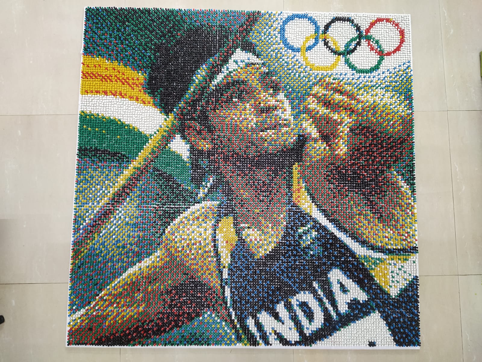 Neeraj Chopra mosaic art by chetan raut