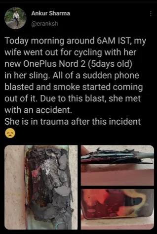 OnePlus Nord 2 battery explodes