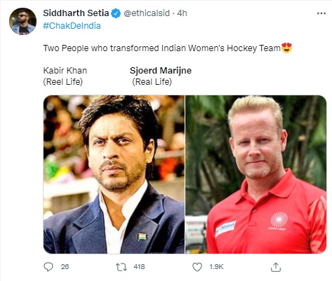 Sjoerd Marijne Chak de Indias Kabir Khan Fans compare womens hockey coach to Shah Rukh Khan