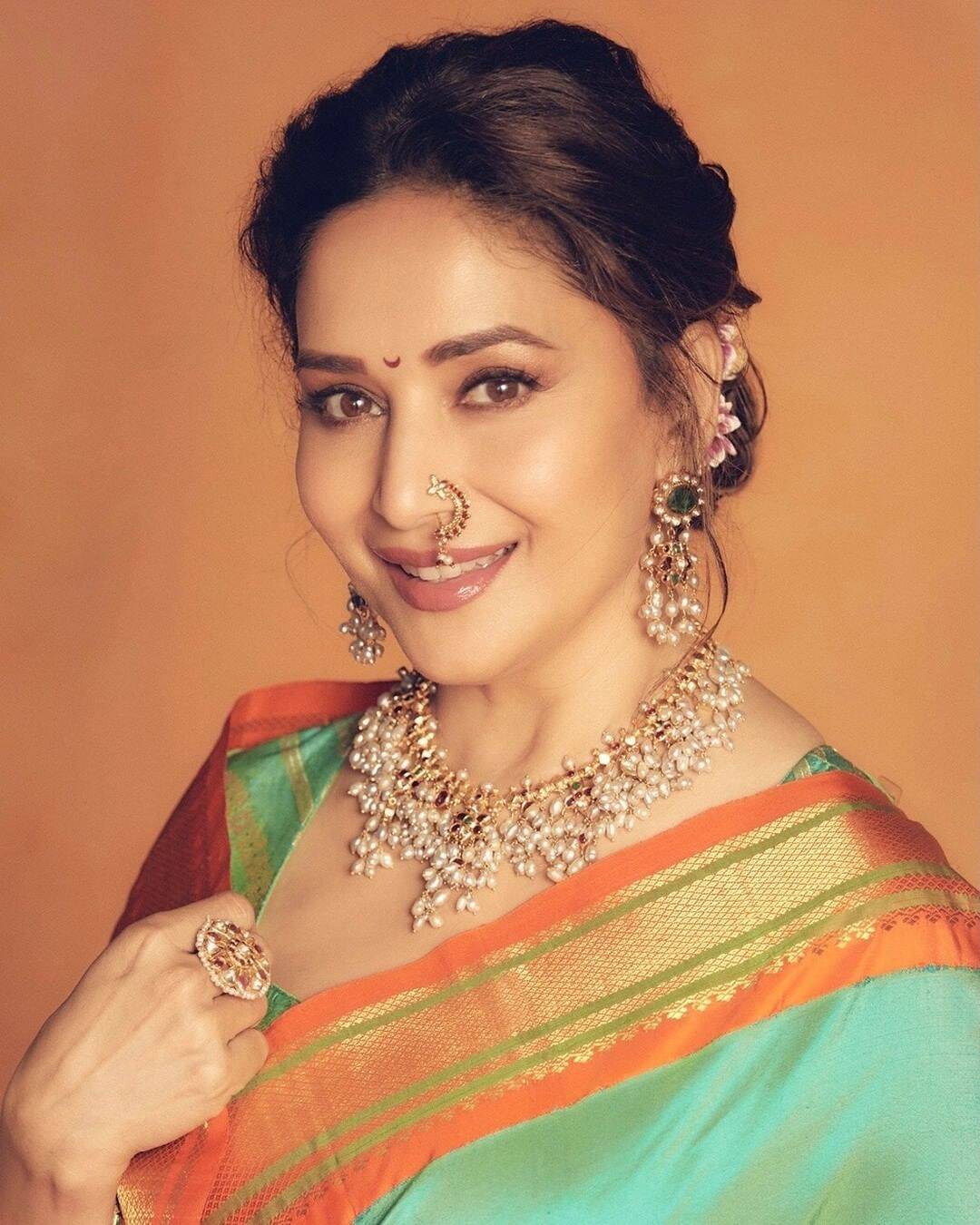 Madhuri Dixit Saree Traditional Maharashtrian Look Photos