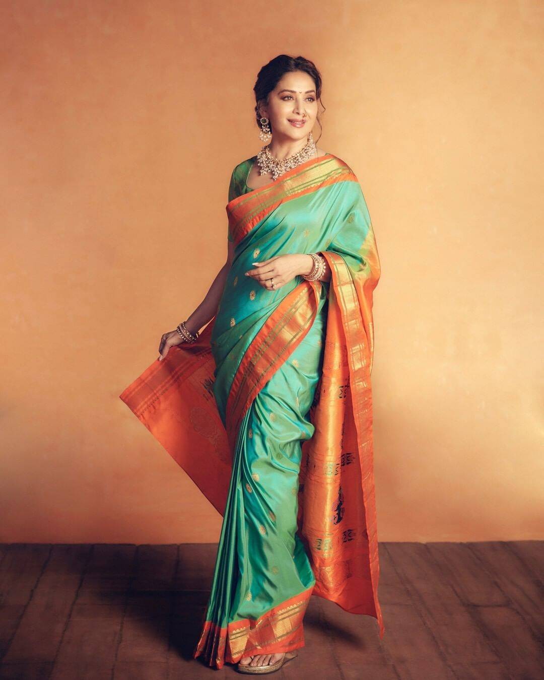 Madhuri Dixit Saree Traditional Maharashtrian Look Photos