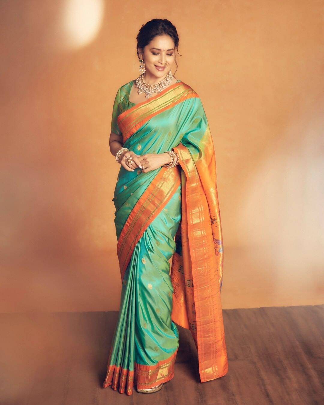 Madhuri Dixit Saree Traditional Maharashtrian Look Photos