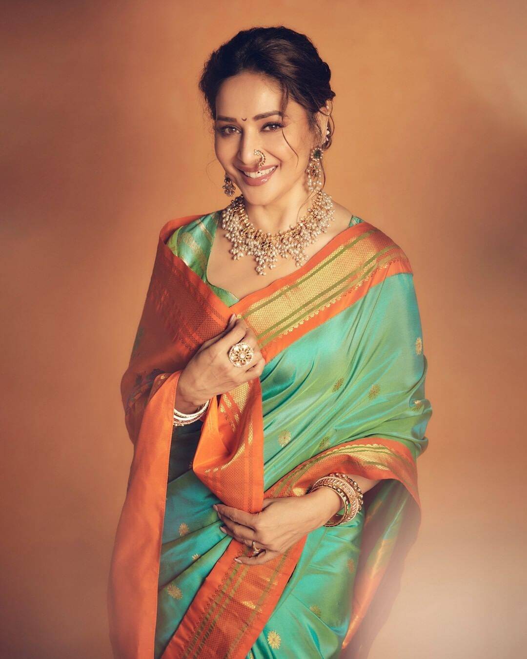 Madhuri Dixit Saree Traditional Maharashtrian Look Photos