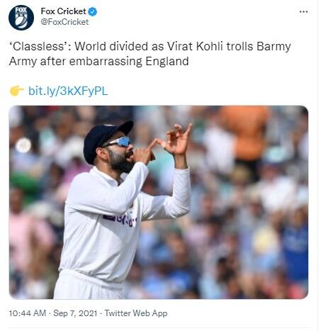 Virat kohli Celebration is Classless says Fox Cricket Wasim Jaffer Slams them with epic reply