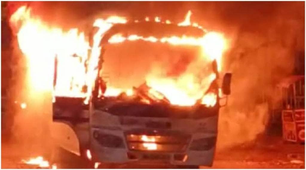 Bus Fire in Pimpri chinchwad