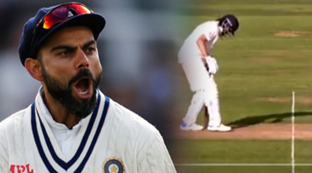 eng vs ind virat kohli not pleased as haseeb hameed marks guard away from crease