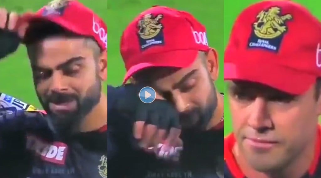 Virat kohli and ab de villiers crying after losing to kkr in ipl 2021