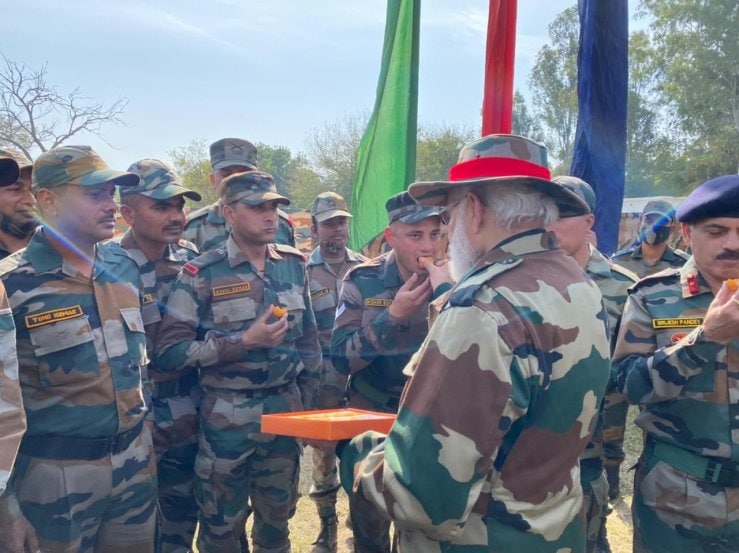 Diwali 2021 Jammu and Kashmir Prime Minister Narendra Modi Visit At Nowshera Indian Army Camp