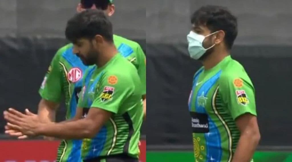 Pakistani Bowler haris rauf, haris rauf Wicket Celebration, Big Bash League, Mask,