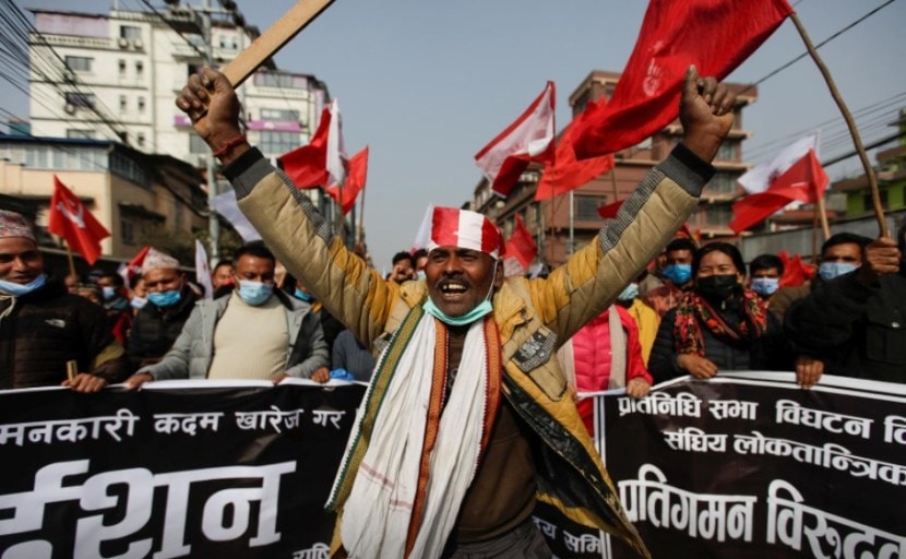 Police clash with protesters in Nepal over US grant