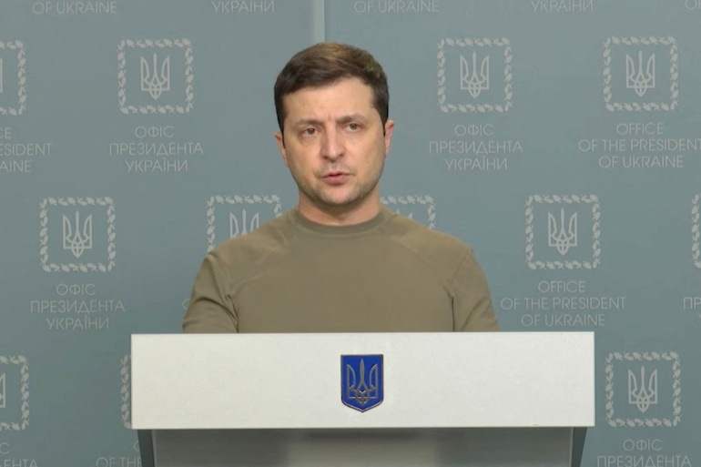 In military uniform defiant President Volodymyr Zelensky vows to defend Ukraine People called him real hero