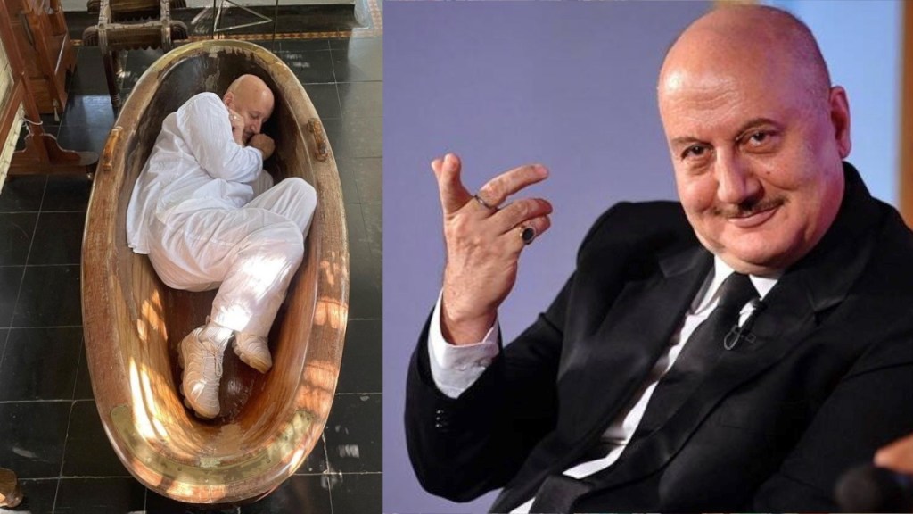 anupam kher, anupam kher bathtub photo,